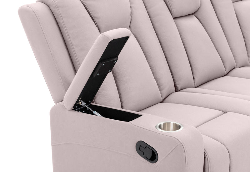 TRAVIS FABRIC 3 SEATER WITH RECLINERS LIGHT GREY