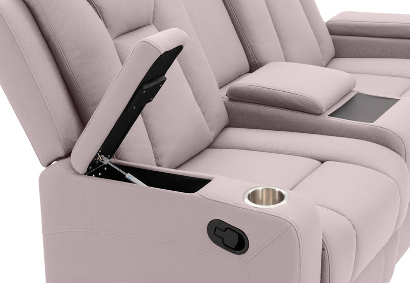 TRAVIS FABRIC 2 SEATER WITH RECLINERS AND CONSOLE LIGHT GREY