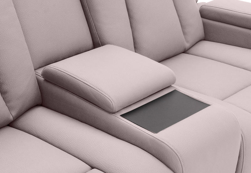 TRAVIS FABRIC 2 SEATER WITH RECLINERS AND CONSOLE LIGHT GREY