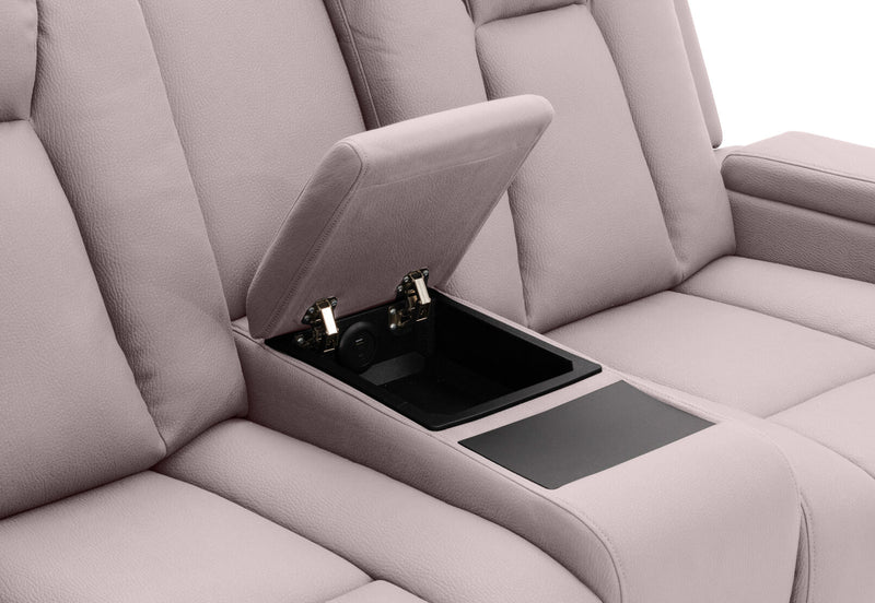 TRAVIS FABRIC 2 SEATER WITH RECLINERS AND CONSOLE LIGHT GREY