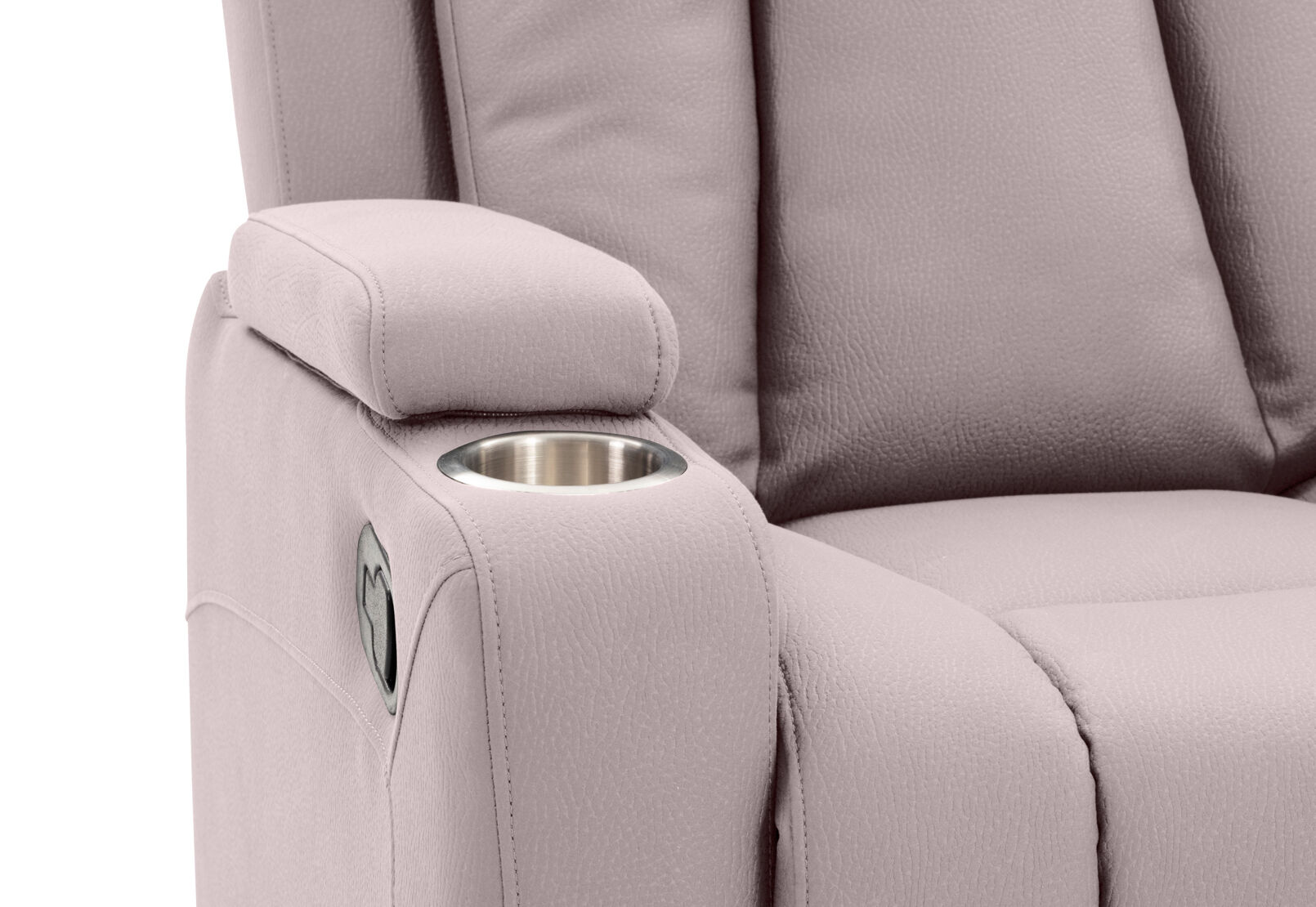 TRAVIS FABRIC 2 SEATER WITH RECLINERS AND CONSOLE LIGHT GREY