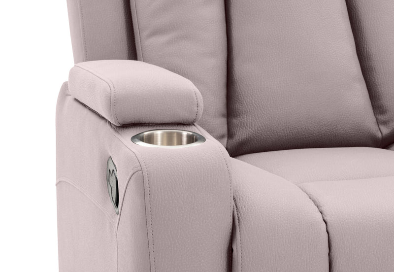 TRAVIS FABRIC 2 SEATER WITH RECLINERS AND CONSOLE LIGHT GREY