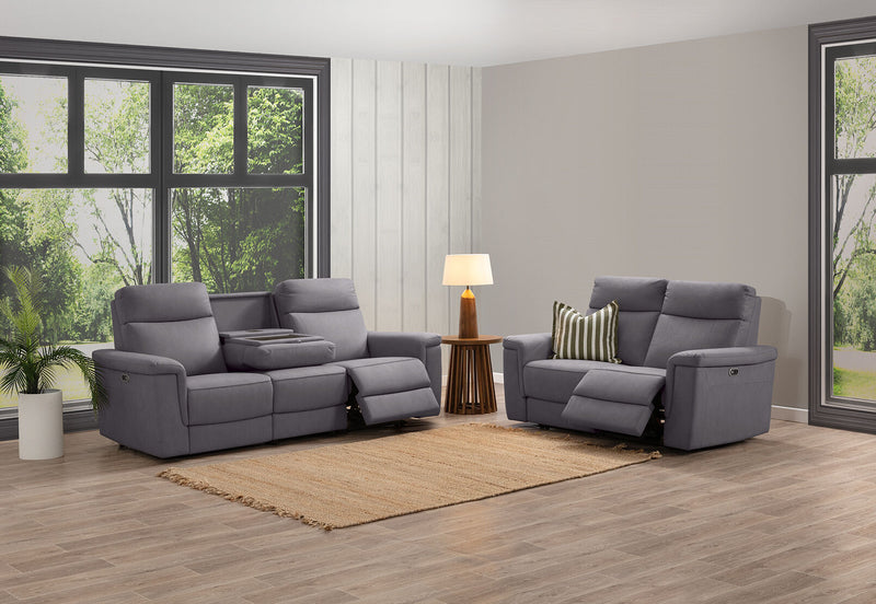 SERGIO FABRIC 2 SEATER WITH 2 INBUILT ELECTRIC RECLINERS CHARCOAL