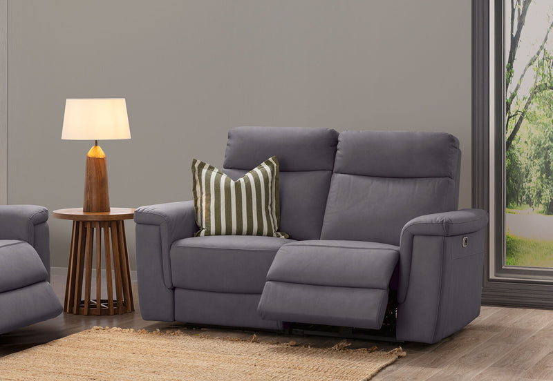 SERGIO FABRIC 2 SEATER WITH 2 INBUILT ELECTRIC RECLINERS CHARCOAL