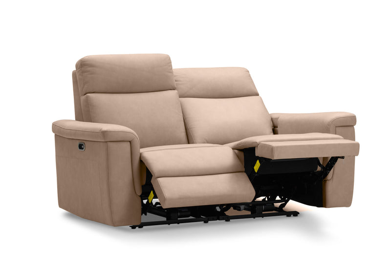 SERGIO FABRIC 2 SEATER WITH 2 INBUILT ELECTRIC RECLINERS STONE