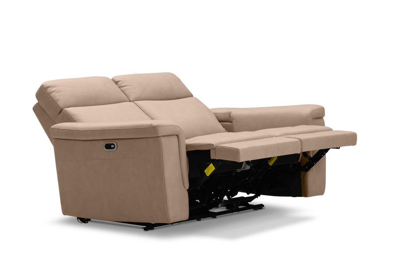 SERGIO FABRIC 2 SEATER WITH 2 INBUILT ELECTRIC RECLINERS STONE