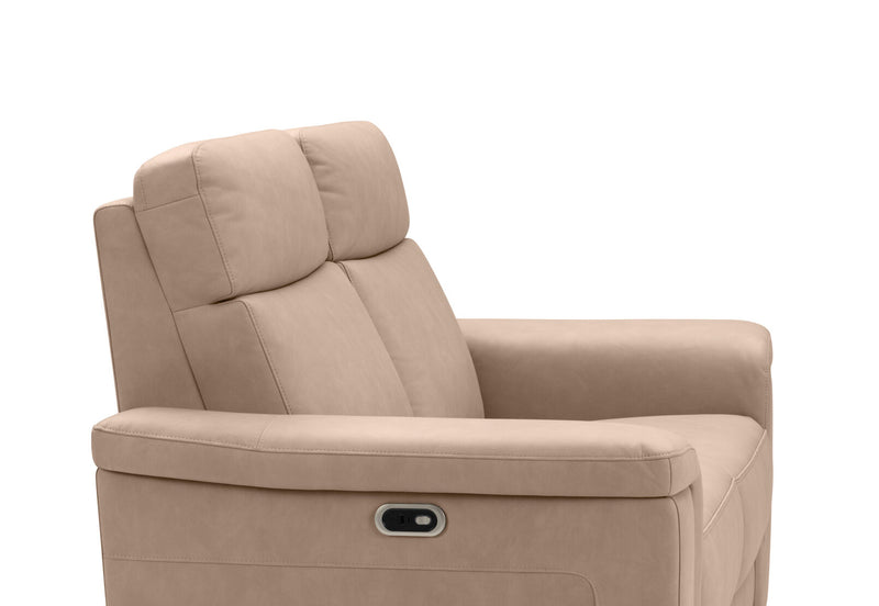 SERGIO FABRIC 2 SEATER WITH 2 INBUILT ELECTRIC RECLINERS STONE
