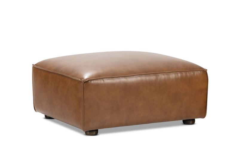 BARTELLE LEATHER OTTOMAN TAN