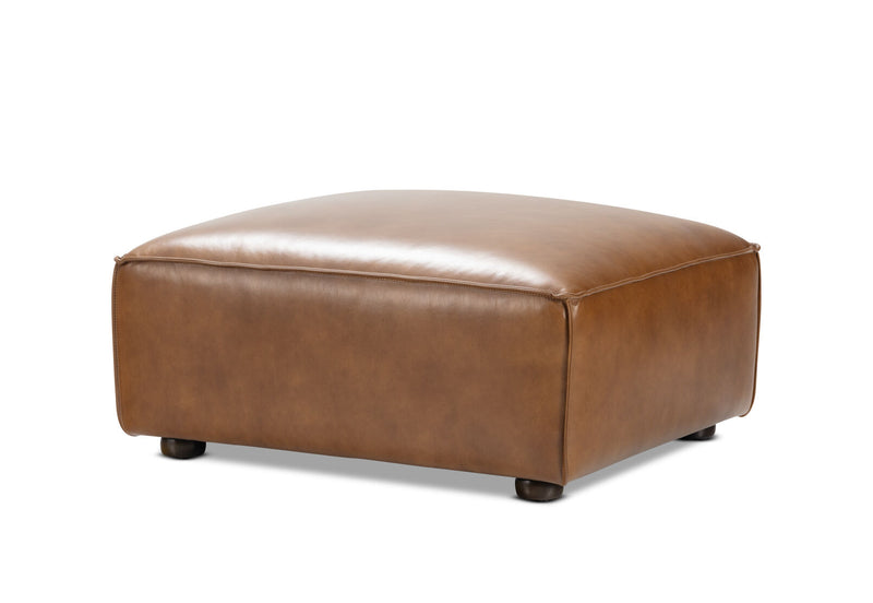 BARTELLE LEATHER OTTOMAN TAN