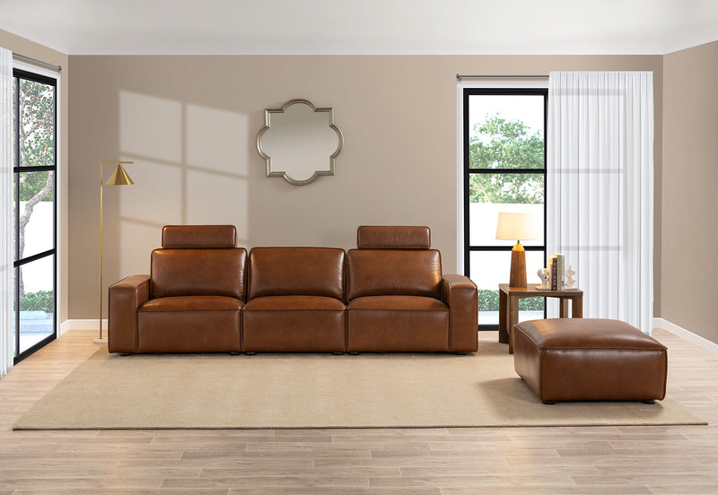 BARTELLE LEATHER OTTOMAN TAN