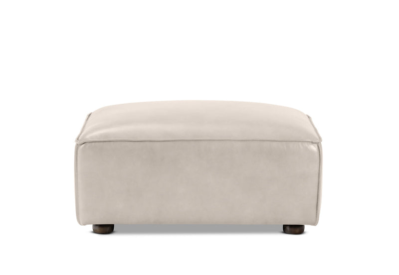 BARTELLE LEATHER OTTOMAN SILK GREY