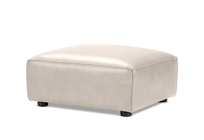BARTELLE LEATHER OTTOMAN SILK GREY