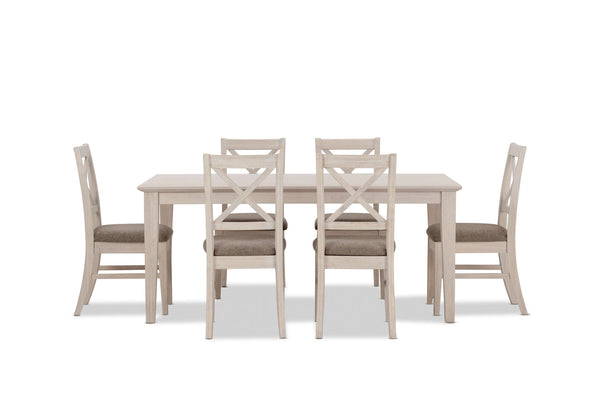 ARDAL 7 PIECE DINING SUITE  WHITE WASH