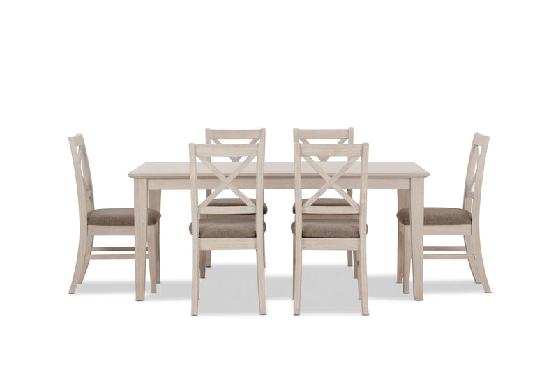 ARDAL 7 PIECE DINING SUITE  WHITE WASH