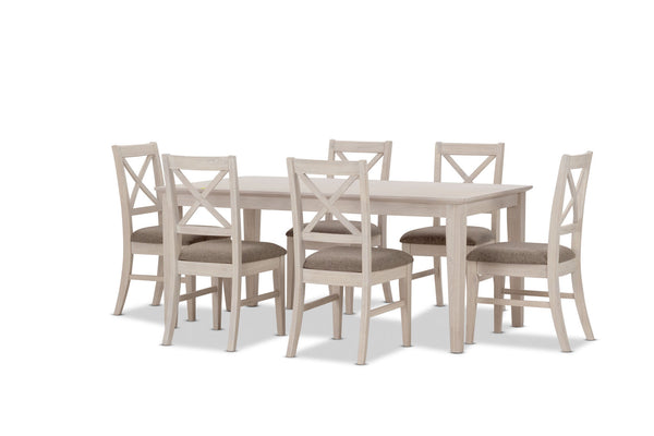 ARDAL 7 PIECE DINING SUITE  WHITE WASH