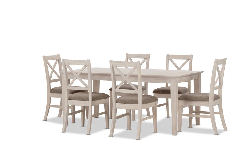 ARDAL 7 PIECE DINING SUITE  WHITE WASH