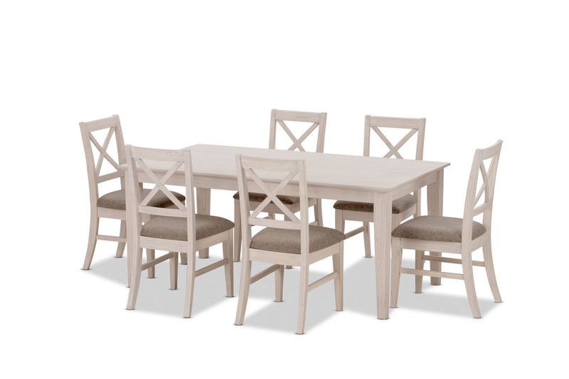 ARDAL 7 PIECE DINING SUITE  WHITE WASH