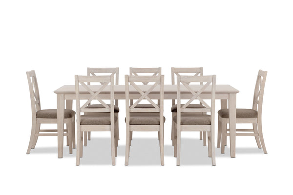 ARDAL 9 PIECE DINING SUITE WHITE WASH
