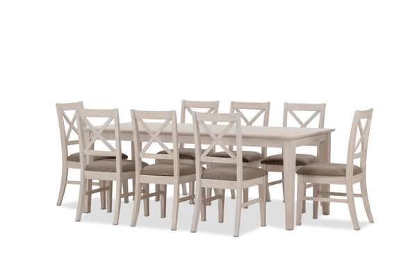 ARDAL 9 PIECE DINING SUITE WHITE WASH
