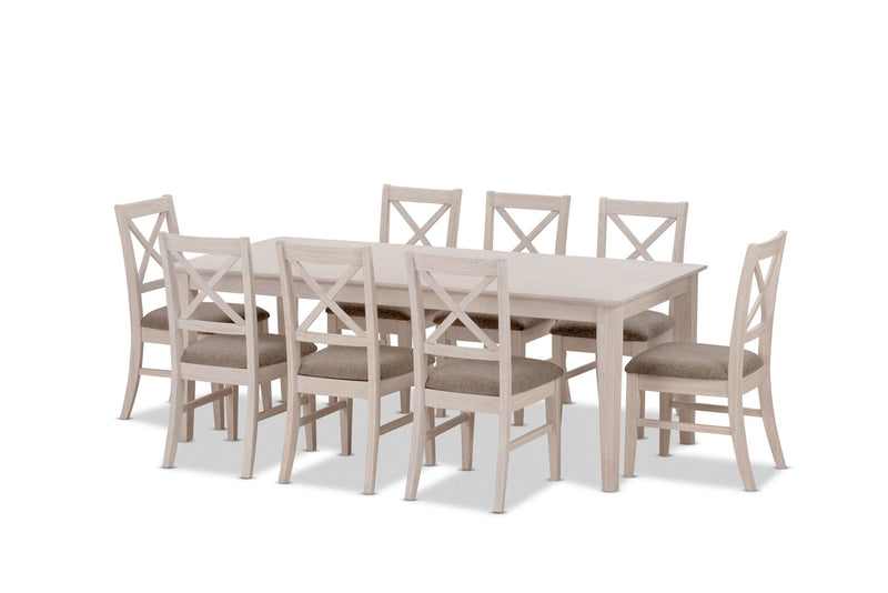 ARDAL 9 PIECE DINING SUITE WHITE WASH