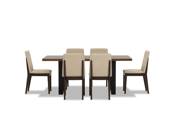 NERO 7 PIECE 1800 DINING SUITE.  DARK WALNUT
