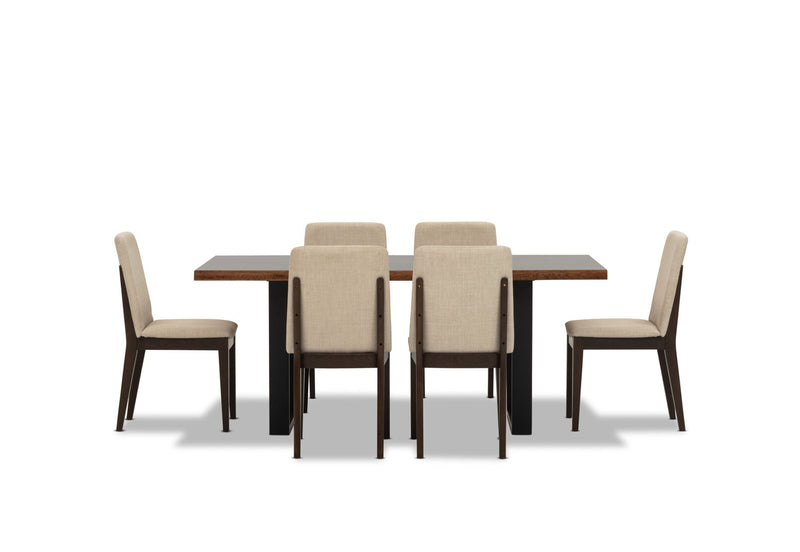 NERO 7 PIECE 1800 DINING SUITE.  DARK WALNUT