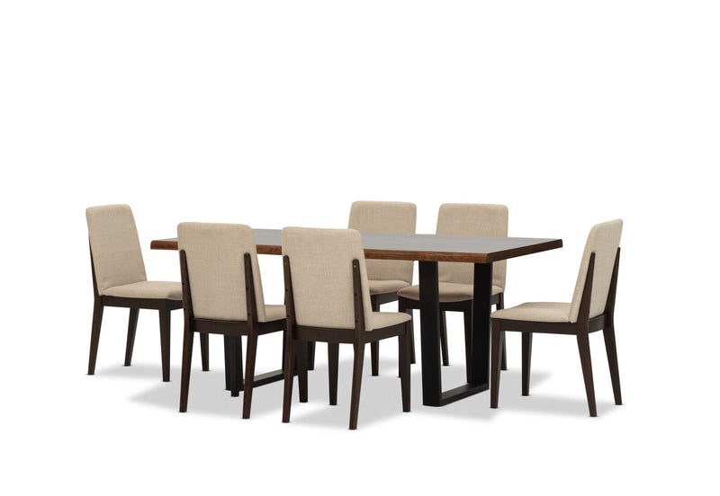 NERO 7 PIECE 1800 DINING SUITE.  DARK WALNUT