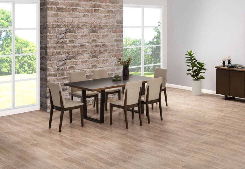 NERO 7 PIECE 1800 DINING SUITE.  DARK WALNUT