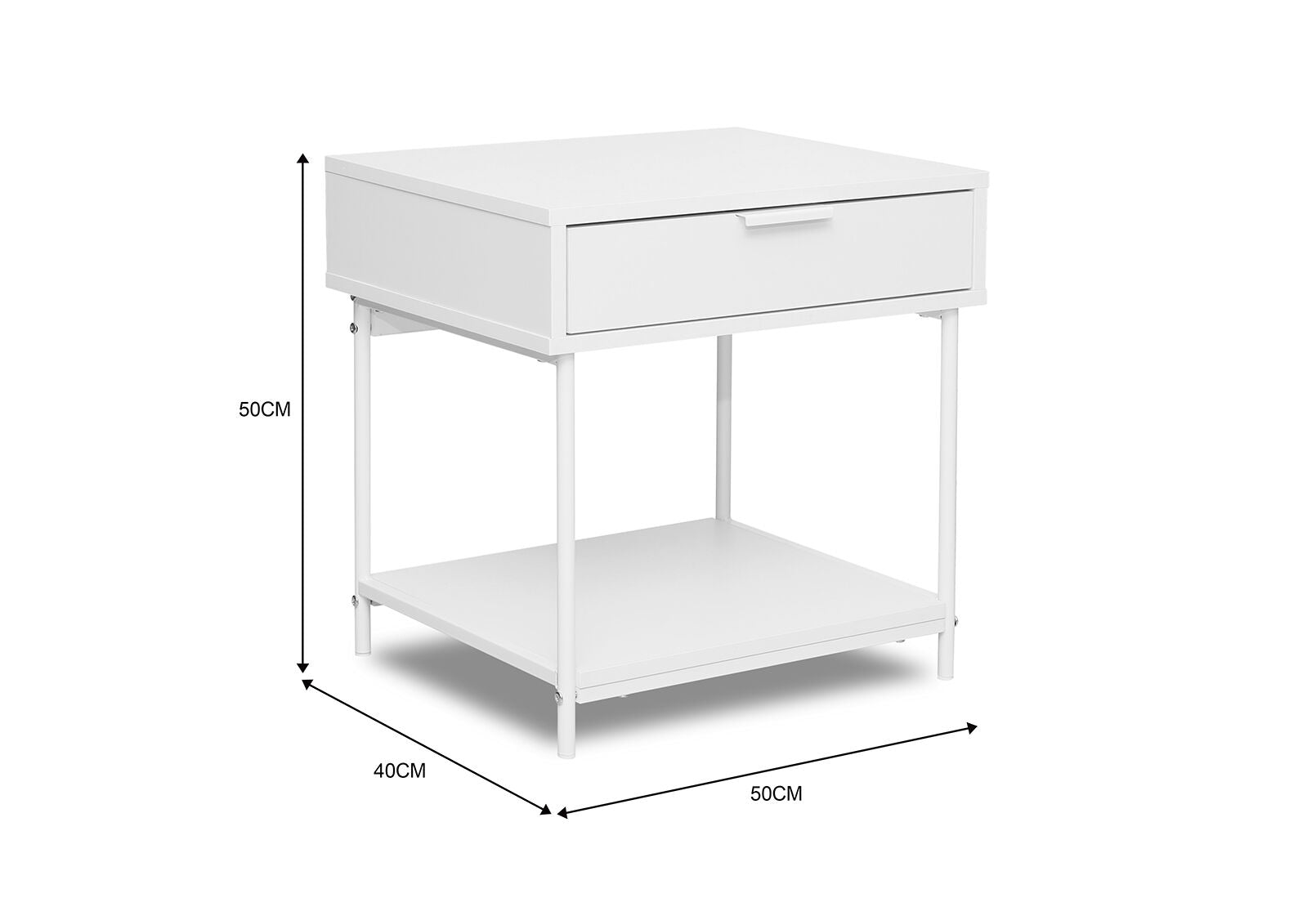 HESTER WHITE BEDSIDE TABLE WHITE
