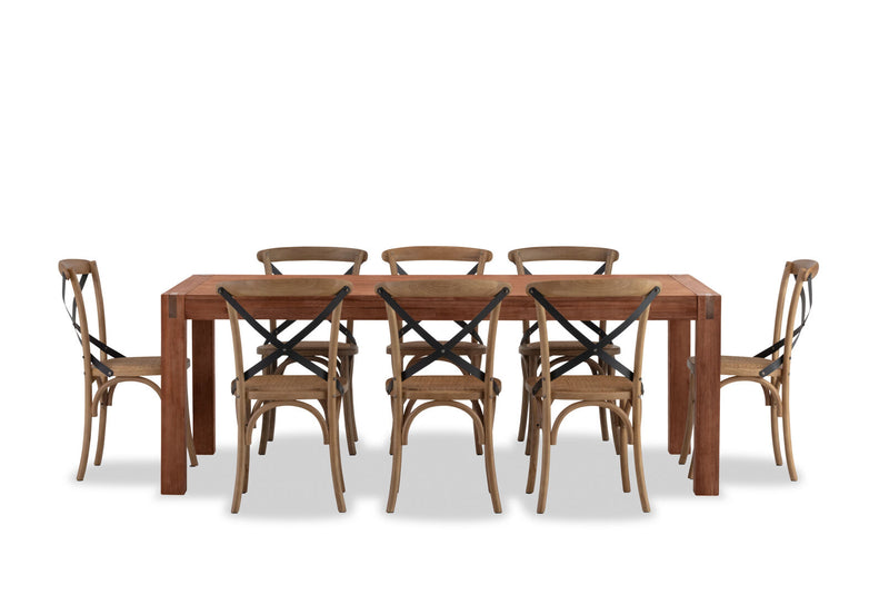 SILVERWOOD 9 PIECE SUITE WITH AVANTEE CHAIRS PEWTER