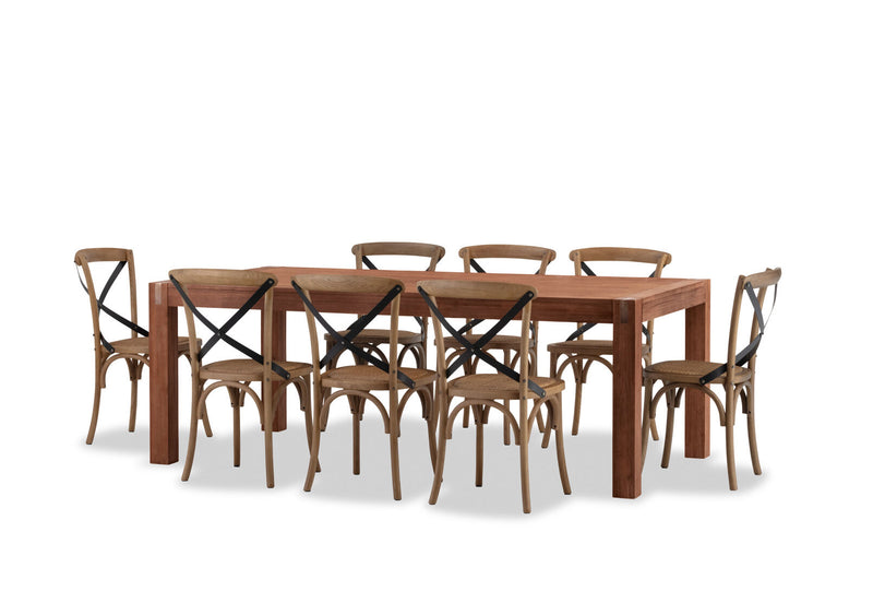 SILVERWOOD 9 PIECE SUITE WITH AVANTEE CHAIRS PEWTER