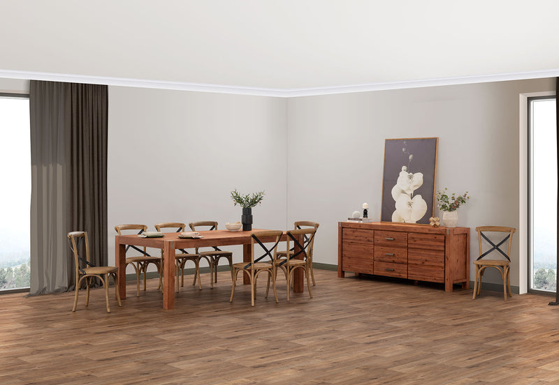 SILVERWOOD 9 PIECE SUITE WITH AVANTEE CHAIRS PEWTER