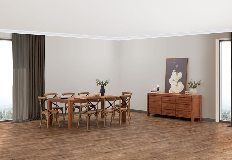 SILVERWOOD 9 PIECE SUITE WITH AVANTEE CHAIRS PEWTER