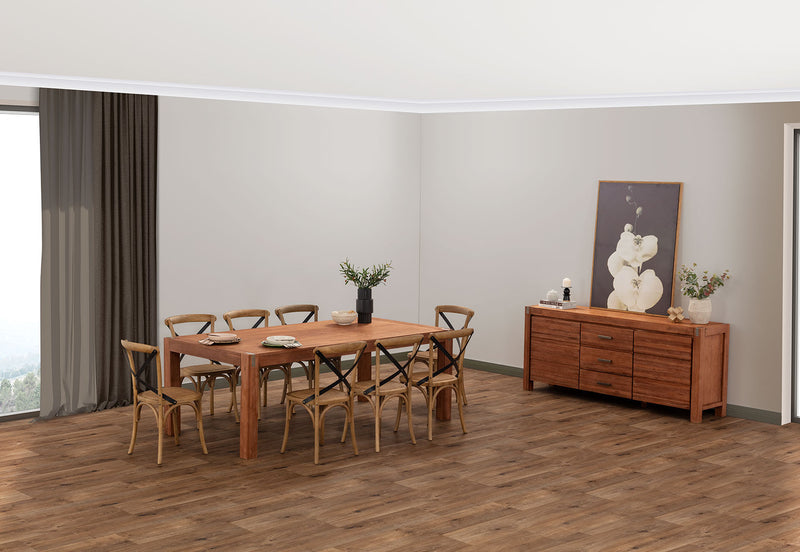 SILVERWOOD 9 PIECE SUITE WITH AVANTEE CHAIRS PEWTER