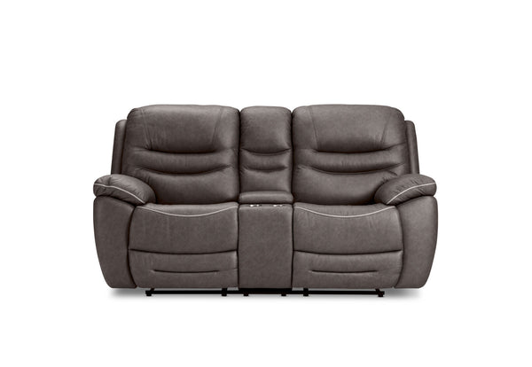 FEDERER FABRIC 2 SEATER WITH INBUILT RECLINERS AND CONSOLE CHARCOAL