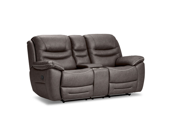 FEDERER FABRIC 2 SEATER WITH INBUILT RECLINERS AND CONSOLE CHARCOAL