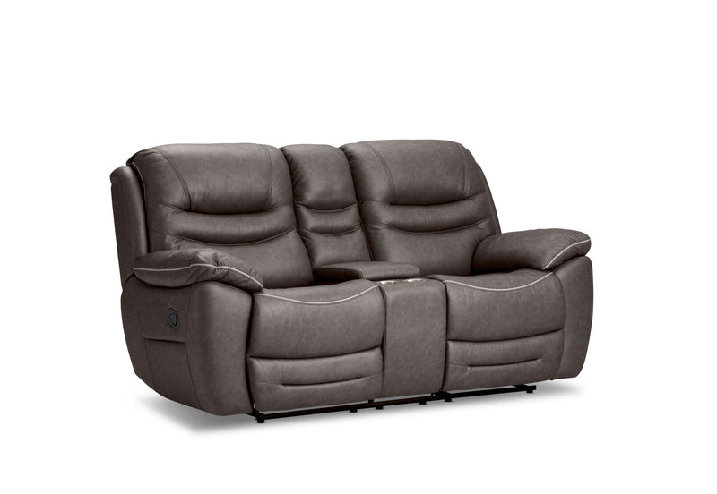 FEDERER FABRIC 2 SEATER WITH INBUILT RECLINERS AND CONSOLE CHARCOAL