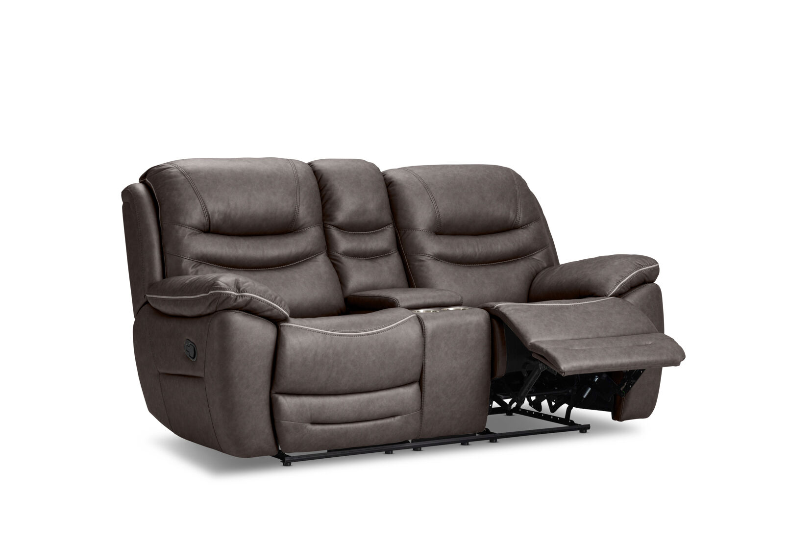 FEDERER FABRIC 2 SEATER WITH INBUILT RECLINERS AND CONSOLE CHARCOAL