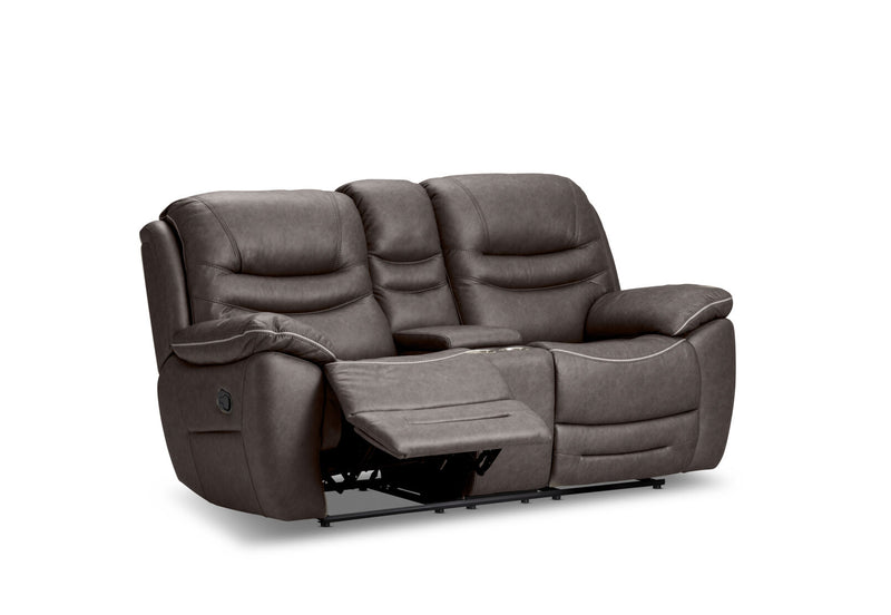 FEDERER FABRIC 2 SEATER WITH INBUILT RECLINERS AND CONSOLE CHARCOAL