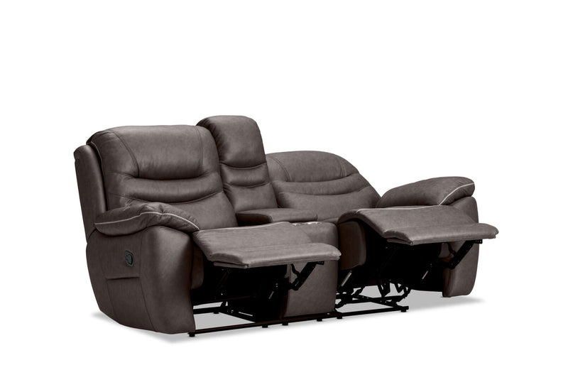 FEDERER FABRIC 2 SEATER WITH INBUILT RECLINERS AND CONSOLE CHARCOAL