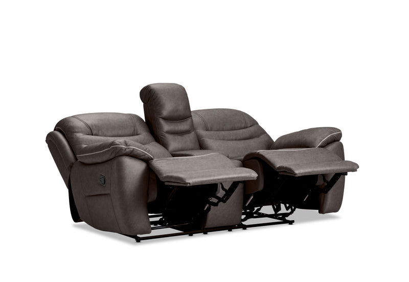 FEDERER FABRIC 2 SEATER WITH INBUILT RECLINERS AND CONSOLE CHARCOAL