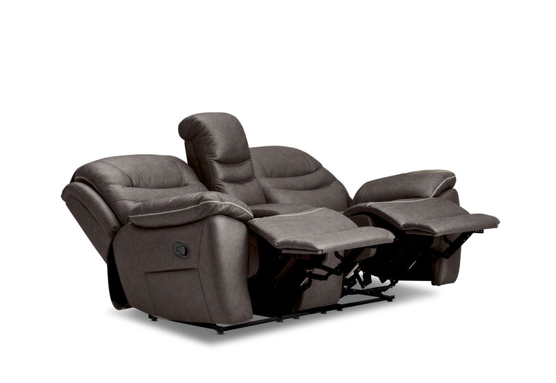 FEDERER FABRIC 2 SEATER WITH INBUILT RECLINERS AND CONSOLE CHARCOAL