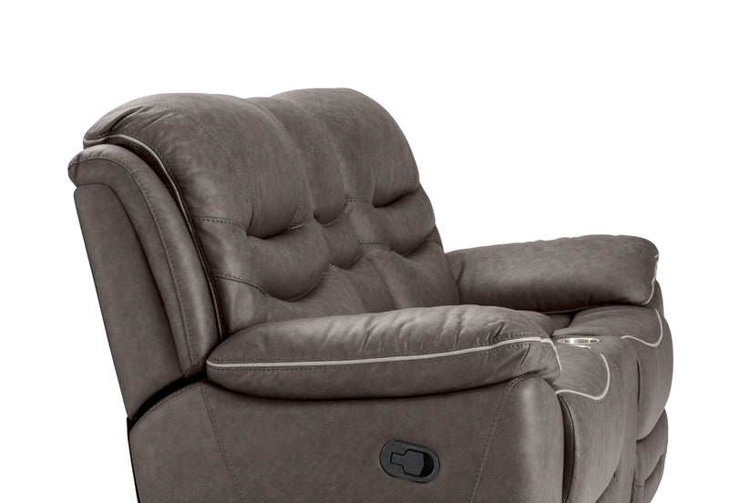 FEDERER FABRIC 2 SEATER WITH INBUILT RECLINERS AND CONSOLE CHARCOAL