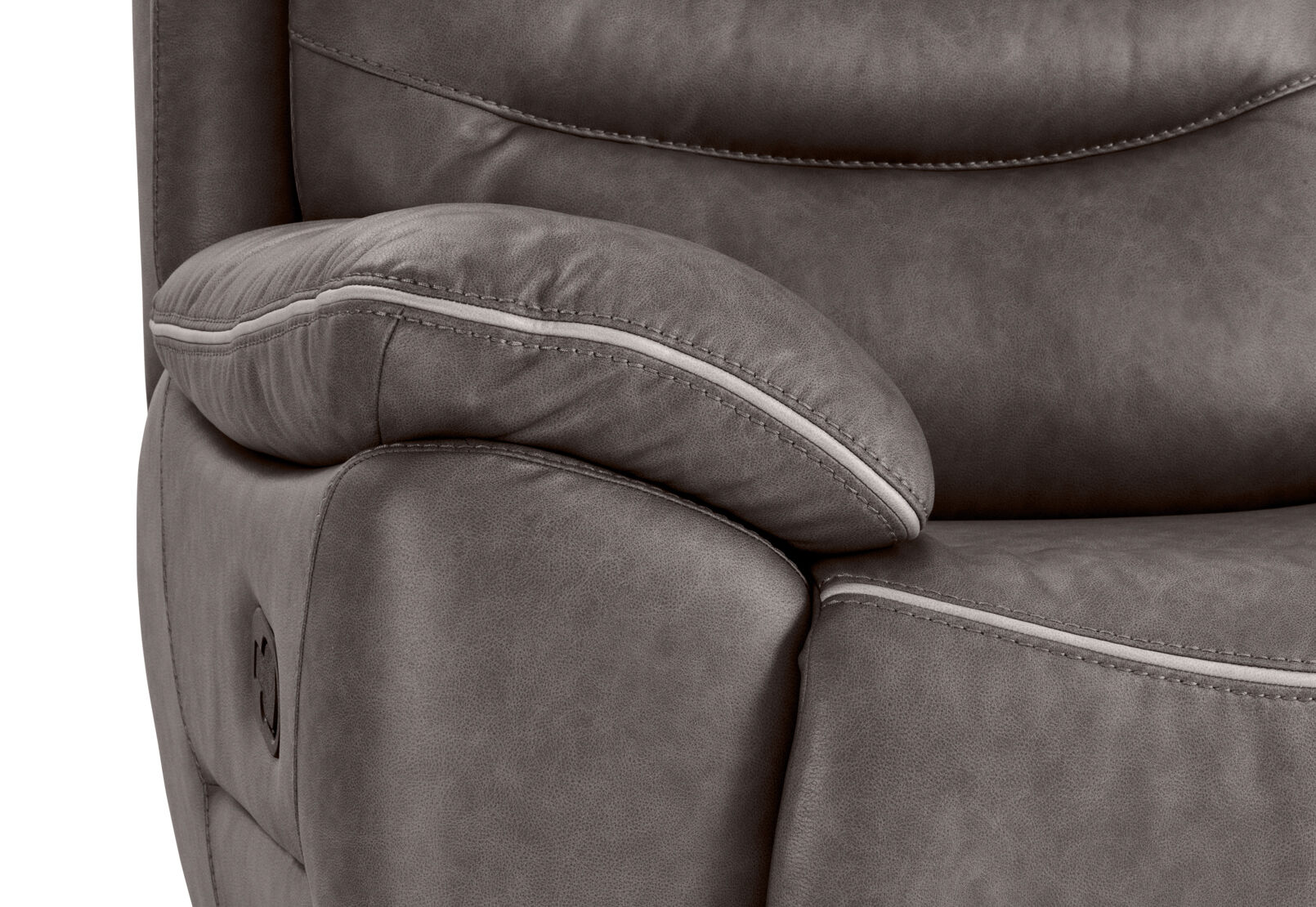 FEDERER FABRIC 2 SEATER WITH INBUILT RECLINERS AND CONSOLE CHARCOAL