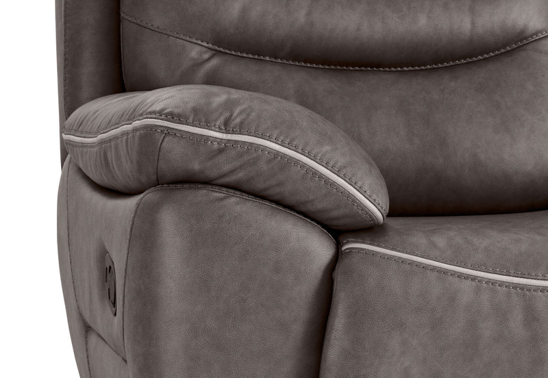 FEDERER FABRIC 2 SEATER WITH INBUILT RECLINERS AND CONSOLE CHARCOAL