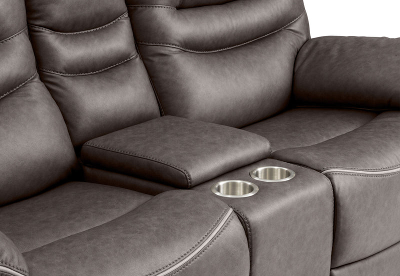 FEDERER FABRIC 2 SEATER WITH INBUILT RECLINERS AND CONSOLE CHARCOAL