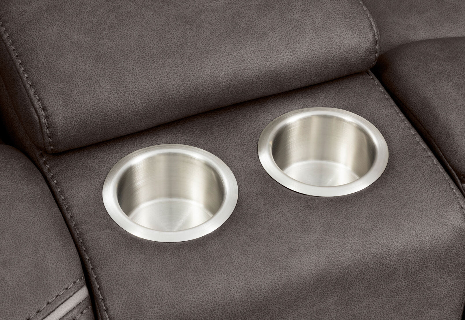 FEDERER FABRIC 2 SEATER WITH INBUILT RECLINERS AND CONSOLE CHARCOAL