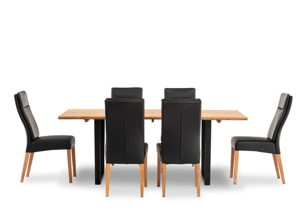 AMMAN 7 PIECE SUITE WITH ASHEVILLE DINING CHAIRS  BLACK