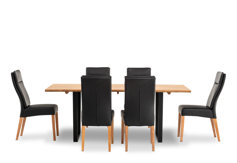 AMMAN 7 PIECE SUITE WITH ASHEVILLE DINING CHAIRS  BLACK