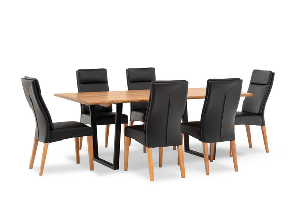 AMMAN 7 PIECE SUITE WITH ASHEVILLE DINING CHAIRS  BLACK